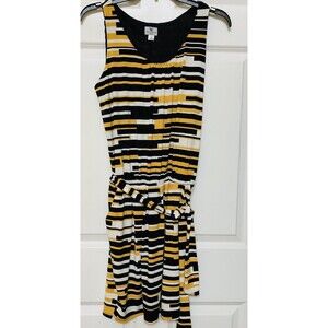 Worthington Stretch Belted Pockets Sleeveless Dress Size M Multicolor$